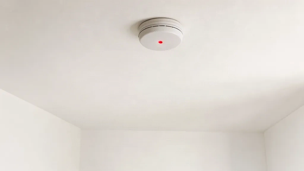 Détecteur de fumée fixé au plafond d'un logement